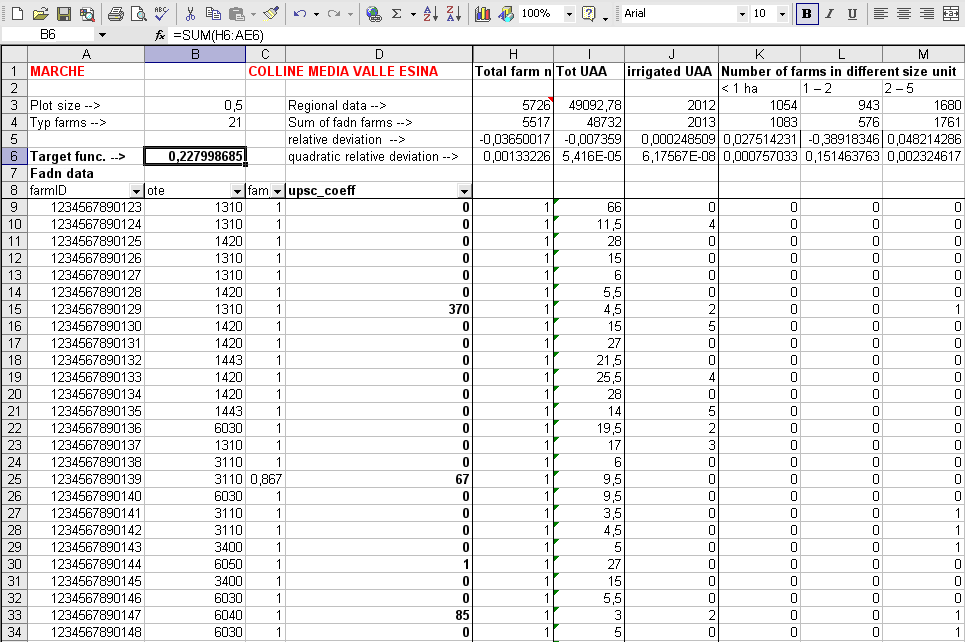 Upscaling proceduce using Excel